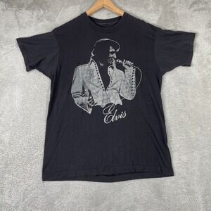 Elvis Presley Vintage Graphic T Shirt Womens Large Black Rock and Roll Music